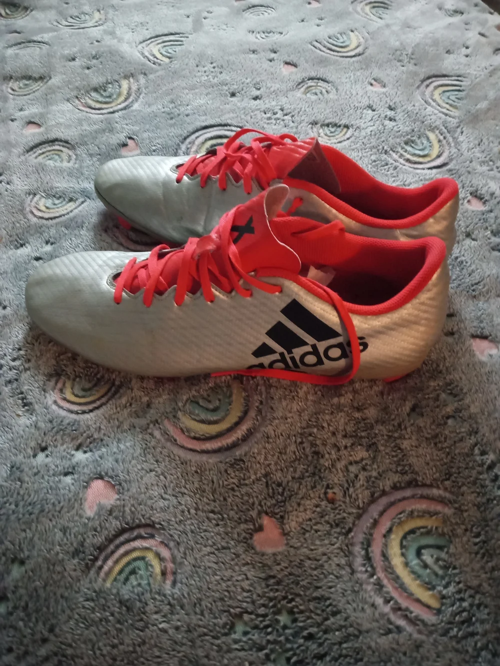 Adidas X Men's Soccer Cleats - Silver with Red - Picture 2 of 7
